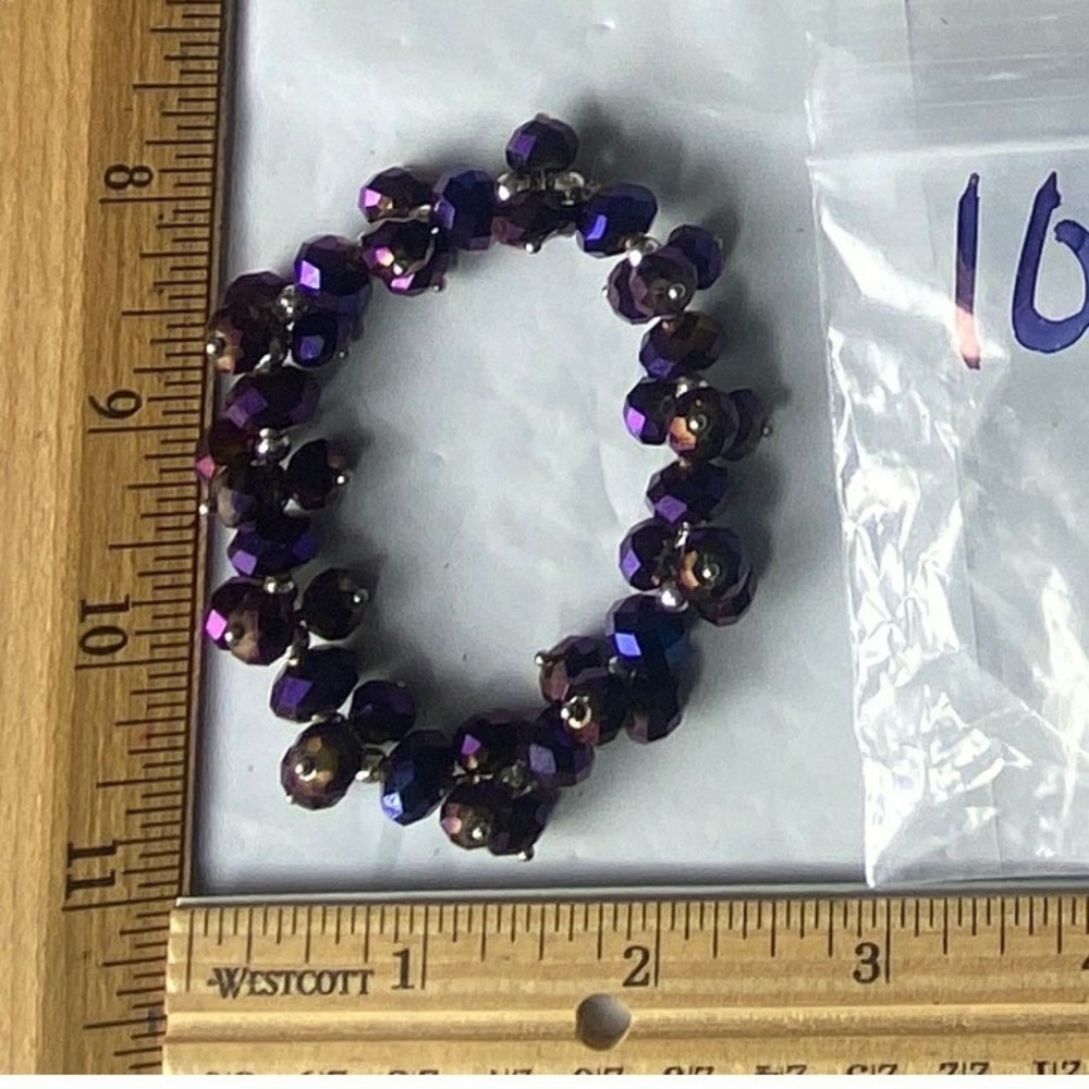 Purple Faceted Beaded Stretch Bracelet Womens Fashion Jewelry
